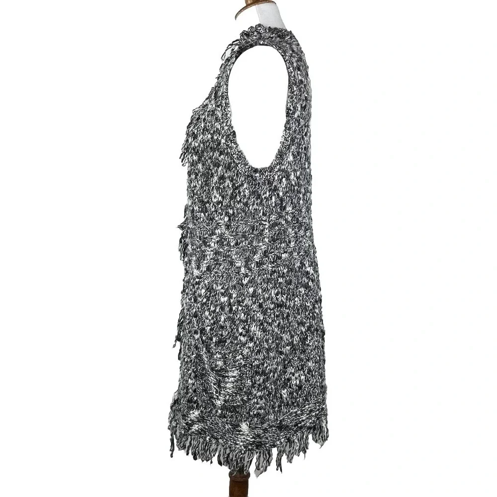 Chico's Wool Sleeveless Cardigan Sweater Vest Long Duster Chunky Knit Womens 1 M